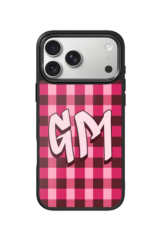 Custom Monogram iPhone 18 Pro Max Case, candy gingham Design by MultiCustomize
