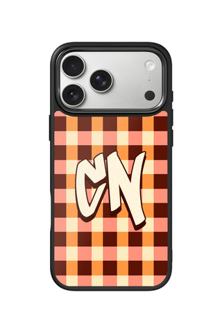 Custom Monogram iPhone 18 Pro Max Case, caramel checks Design by MultiCustomize