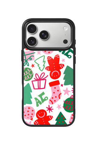 Custom Monogram iPhone 18 Pro Max Case, christmas doodle gingerbread Design by MultiCustomize