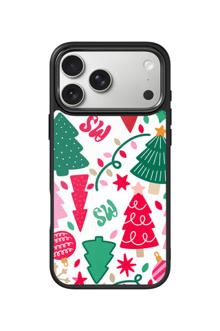 Custom Monogram iPhone 18 Pro Max Case, christmas trees Design by MultiCustomize