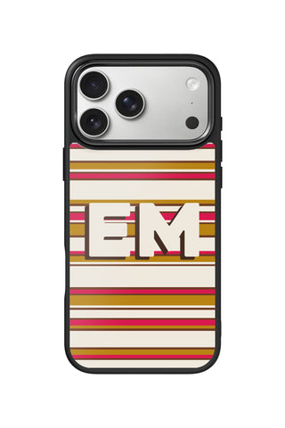 Custom Monogram iPhone 18 Pro Max Case, retro horizontal stripesl Design by MultiCustomize