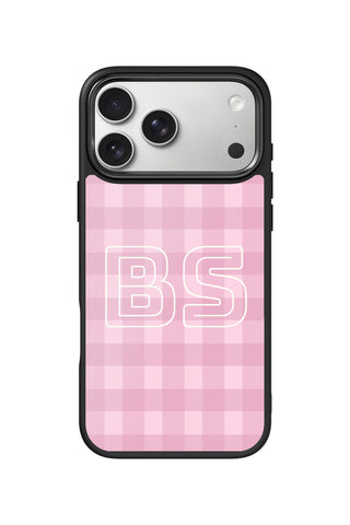 Custom Monogram iPhone 18 Pro Max Case, rose gingham Design by MultiCustomize
