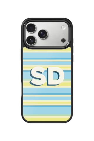 Custom Monogram/ iPhone 18 Pro Max Case, summer horizontal stripes Design by MultiCustomize