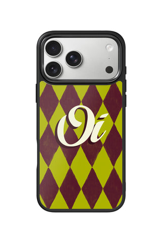 Custom Monogram iPhone 18 Pro Max Case, vintage argyle Design by MultiCustomize