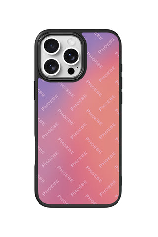 Flat lay view of personalized sunset signature Name design on custom iPhone 16 Pro Max case by MultiCustomize