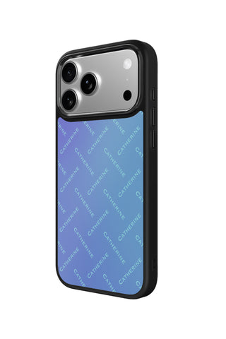 Side view and button details of custom monogram iPhone case by MultiCustomize