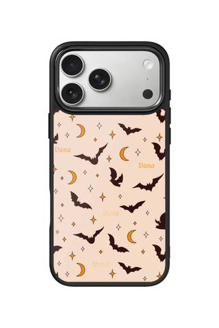 Custom Name iPhone 17 Pro Max Case, Bats Night Design by MultiCustomize