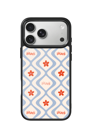 Custom Name iPhone 17 Pro Max Case, Blue Trellis Design by MultiCustomize