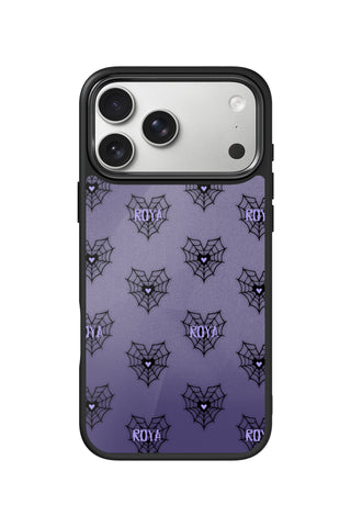 Custom Name iPhone 17 Pro Max Case, Halloween Lilac Webs Design by MultiCustomize