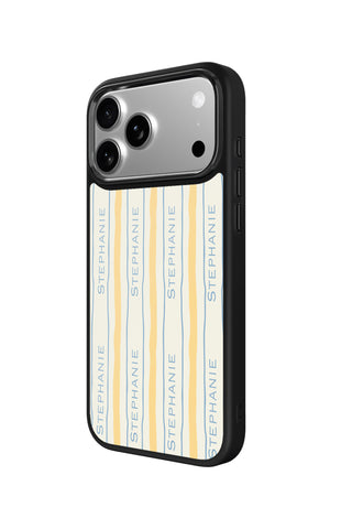 Side view and button details of custom monogram iPhone case by MultiCustomize