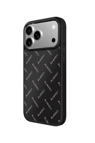 Side view and button details of custom monogram iPhone case by MultiCustomize