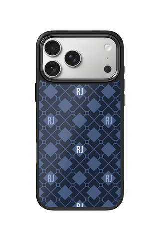 Custom Name iPhone 17 Pro Max Case, Navy Argyle Design by MultiCustomize