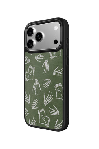 Side view and button details of custom monogram iPhone case by MultiCustomize