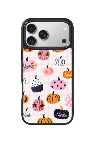 Custom Name iPhone 17 Pro Max Case, Pastel Pumpkins Design by MultiCustomize