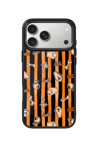 Custom Name iPhone 17 Pro Max Case, Pumpkin Stripes Design by MultiCustomize