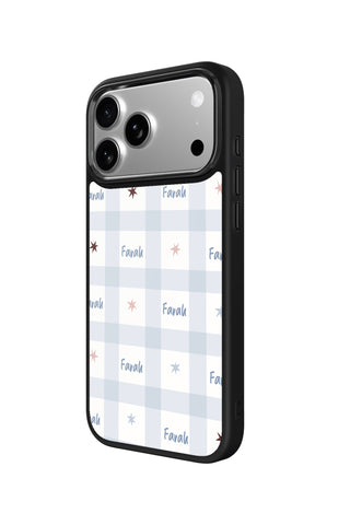 Side view and button details of custom monogram iPhone case by MultiCustomize