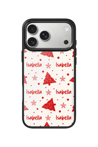 Custom Name iPhone 18 Pro Max Case, christmas crimson pine Design by MultiCustomize