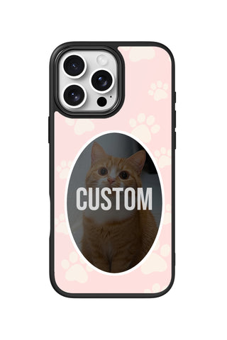 Flat lay view of personalized memory paw Photo design on custom iPhone 16 Pro Max case by MultiCustomize