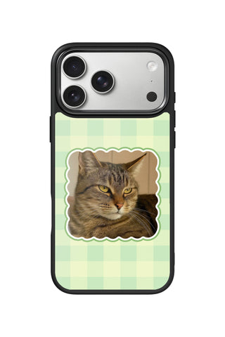 Custom Photo iPhone 17 Pro Max Case, Green Gingham Design by MultiCustomize
