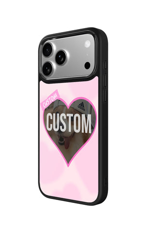 Side view and button details of custom monogram iPhone case by MultiCustomize