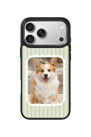Custom Photo iPhone 17 Pro Max Case, Pastel Mint Stripe Design by MultiCustomize