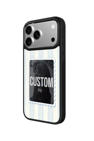 Side view and button details of custom monogram iPhone case by MultiCustomize