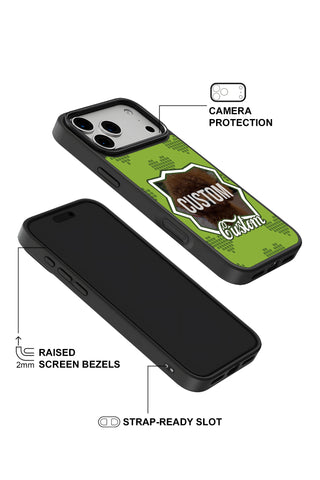 Raised camera bezel protection on personalized iPhone case by MultiCustomize