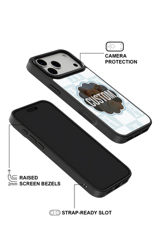 Raised camera bezel protection on personalized iPhone case by MultiCustomize