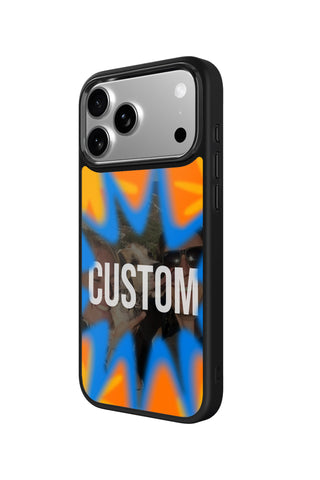 Side view and button details of custom monogram iPhone case by MultiCustomize