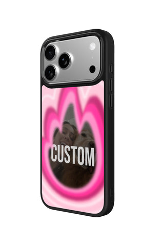 Side view and button details of custom monogram iPhone case by MultiCustomize