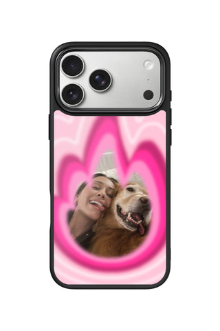 Custom Photo iPhone 18 Pro Max Case, Pink flame frame Design by MultiCustomize