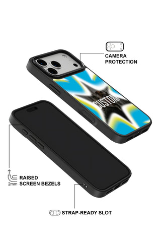 Raised camera bezel protection on personalized iPhone case by MultiCustomize