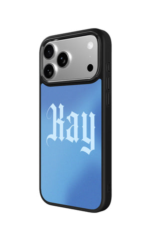 Side view and button details of custom monogram iPhone case by MultiCustomize