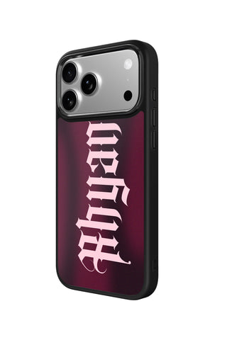Side view and button details of custom monogram iPhone case by MultiCustomize