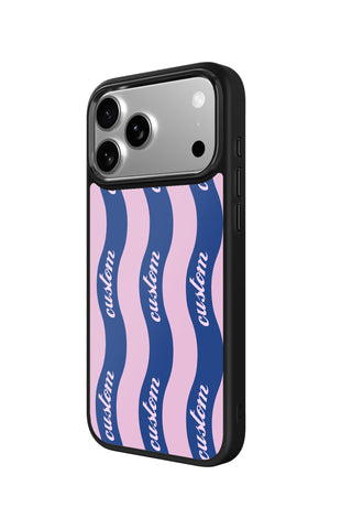 Side view and button details of custom monogram iPhone case by MultiCustomize