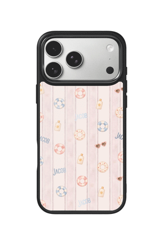 Custom Text iPhone 17 Pro Max Case, Poolside Pink Design by MultiCustomize