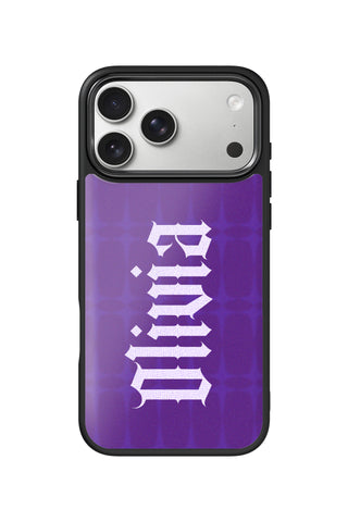 Custom Text iPhone 18 Pro Max Case, purple matrix Design by MultiCustomize