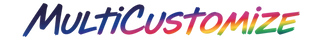 Colorful 'MultiCustomize' text on a white background